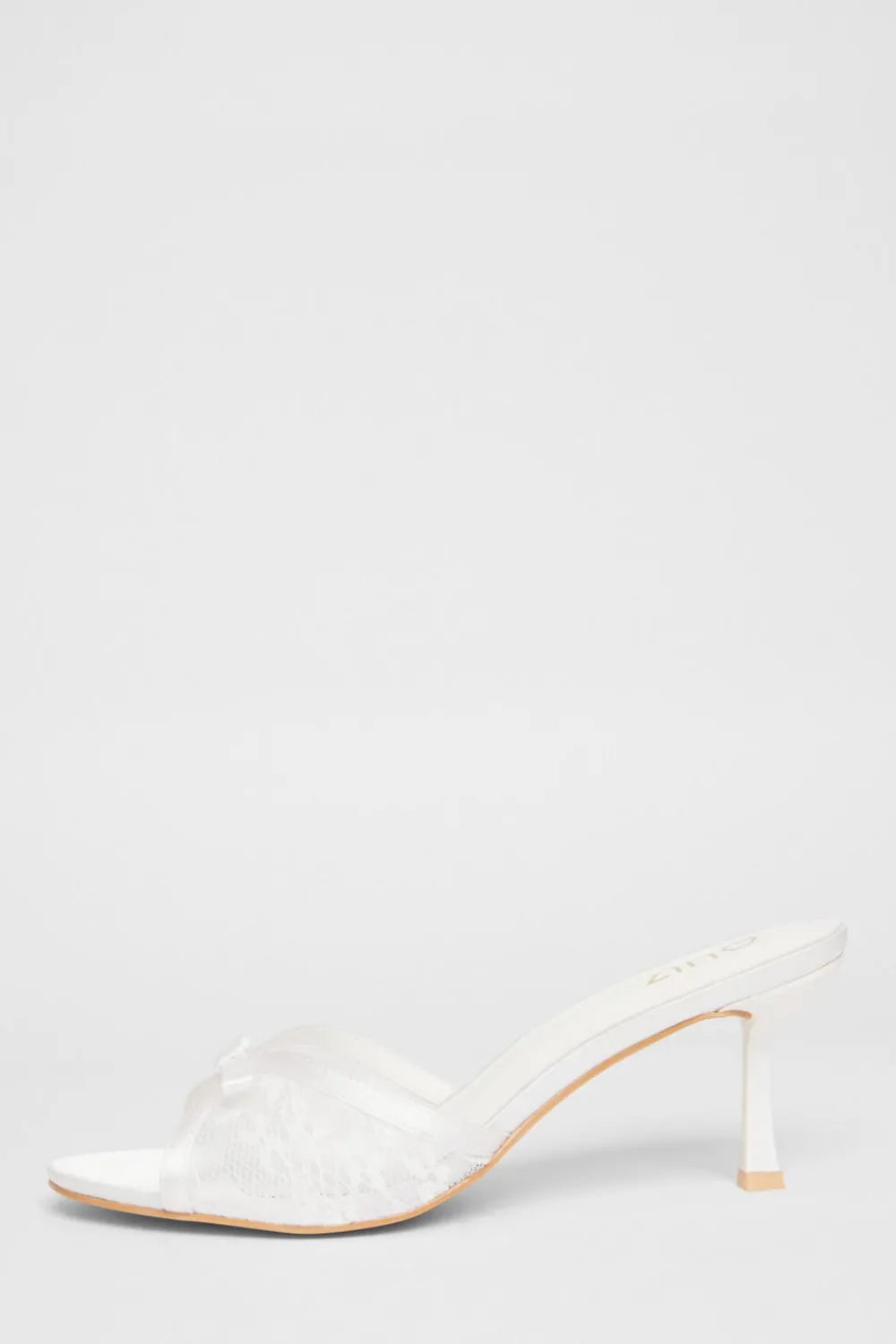 Quiz Occasion Shoes|Heels>Bridal White Lace Mule Heels