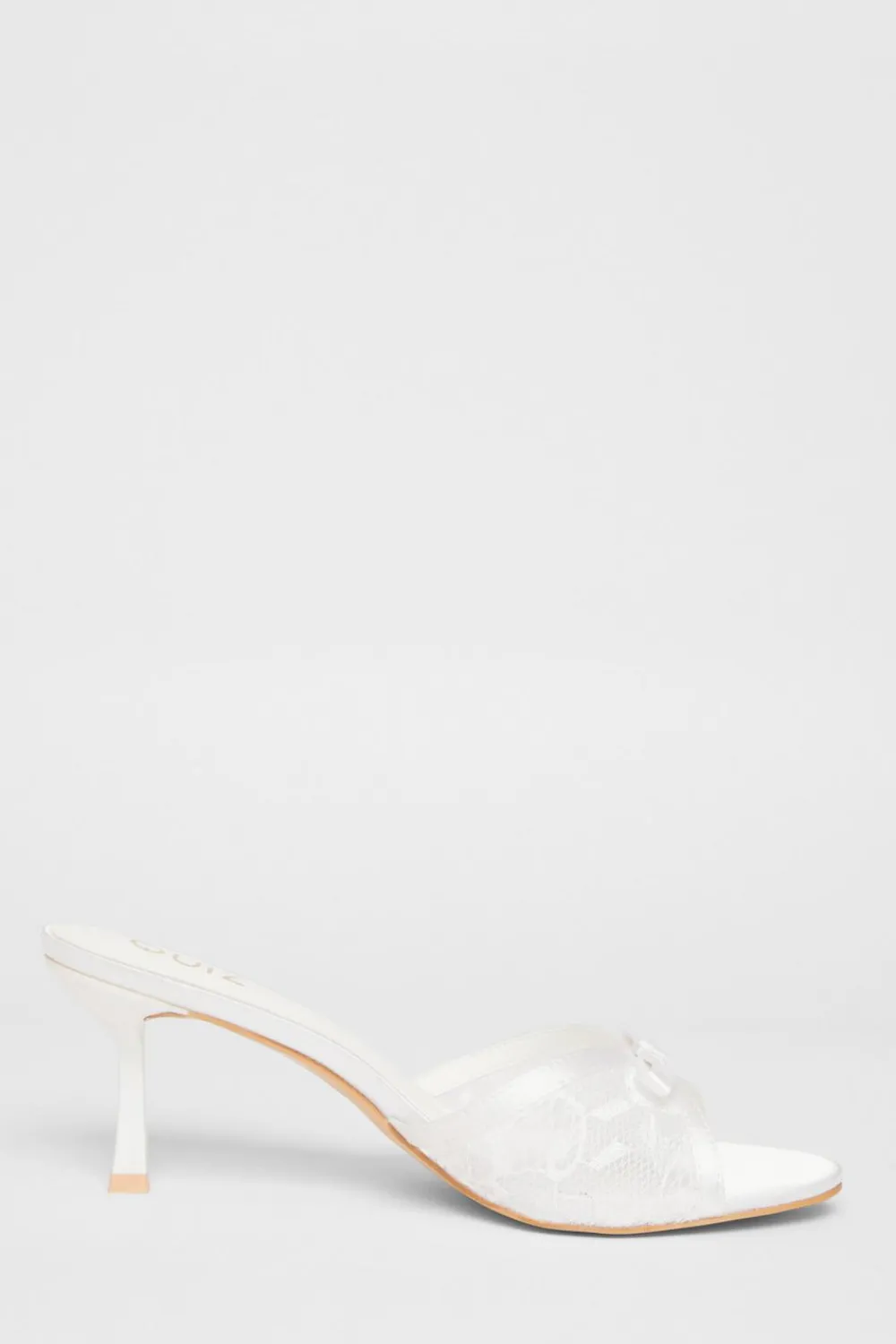 Quiz Occasion Shoes|Heels>Bridal White Lace Mule Heels