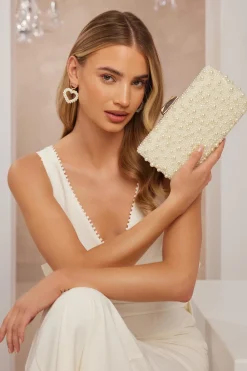 Quiz Wedding Accessories|Bride To Be>Bridal White Pearl Box Bag