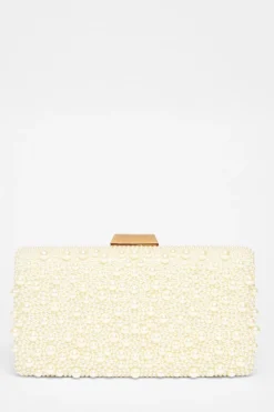 Quiz Wedding Accessories|Bride To Be>Bridal White Pearl Box Bag