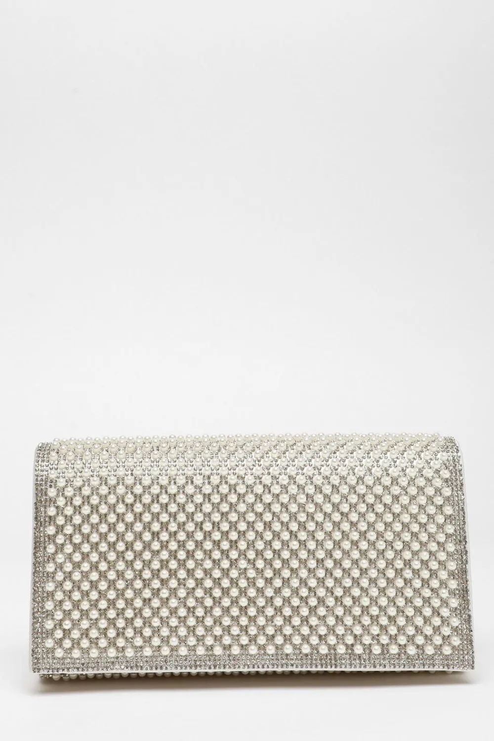 Quiz Wedding Accessories|Bride To Be>Bridal White Pearl Embellished Clutch Bag
