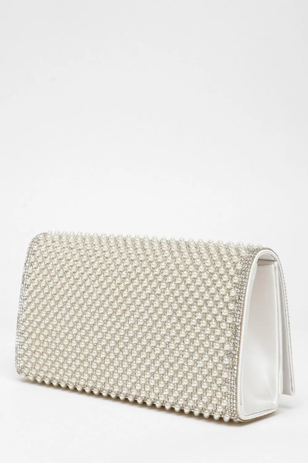 Quiz Wedding Accessories|Bride To Be>Bridal White Pearl Embellished Clutch Bag
