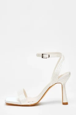 Quiz Shoe & Bag Sets|Occasion Shoes>Bridal White Pearl Heeled Sandals