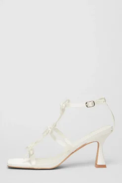 Quiz Occasion Shoes|Heels>Bridal White Satin Bow Heels