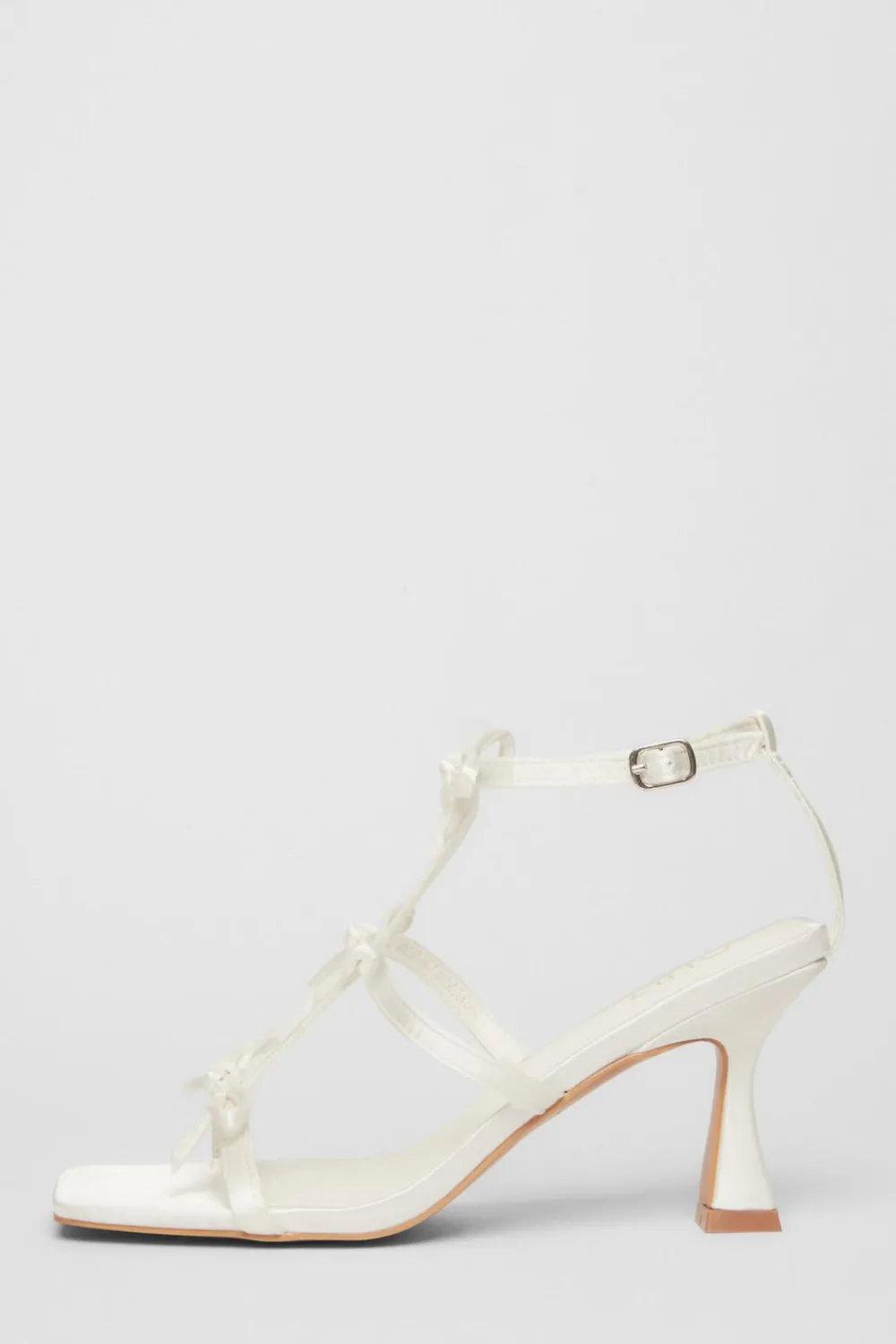 Quiz Occasion Shoes|Heels>Bridal White Satin Bow Heels