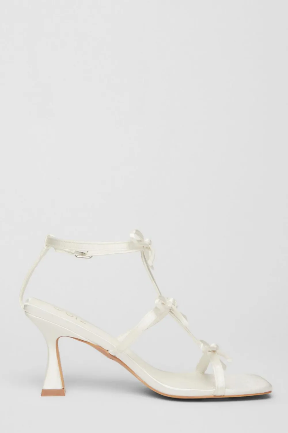 Quiz Occasion Shoes|Heels>Bridal White Satin Bow Heels