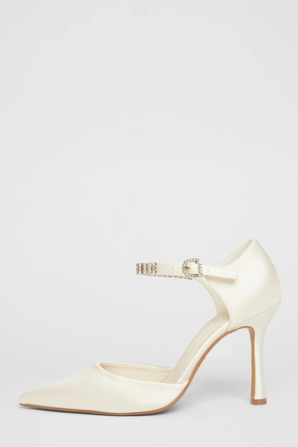 Quiz Occasion Shoes|Heels>Bridal White Satin Diamante Court Heels