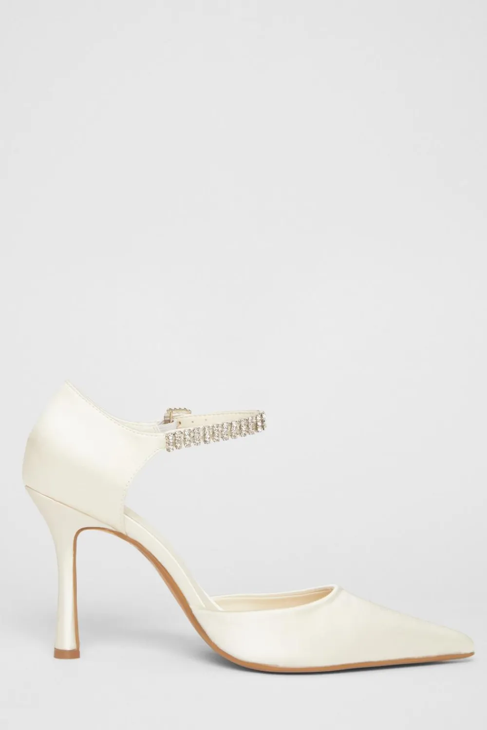 Quiz Occasion Shoes|Heels>Bridal White Satin Diamante Court Heels