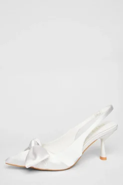 Quiz Occasion Shoes|Heels>Bridal White Slingback Court Heels