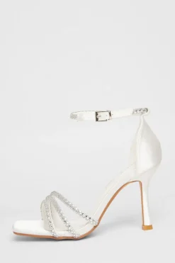 Quiz Wide Fit|Heels>Bridal Wide Fit White Diamante Heels