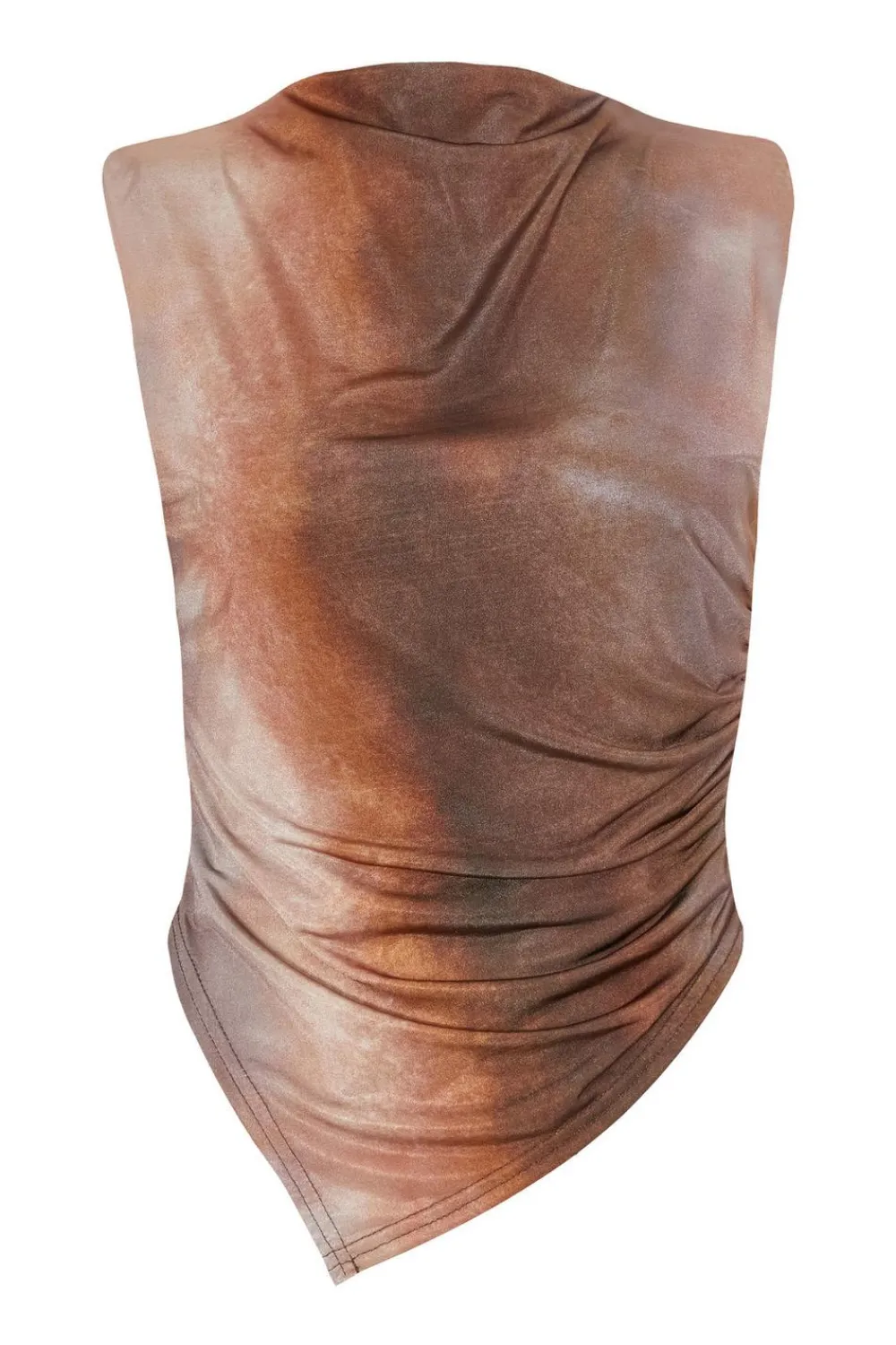 Quiz Going Out Tops|Day Tops>Brown Asymmetric Tie Dye Crop Top