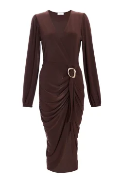 Quiz Christening Guest|Going Out>Brown Buckle Detail Midi Dress