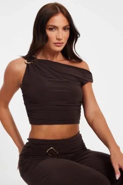 Quiz Going Out Tops|Crop Tops>Buckle One Shoulder Top