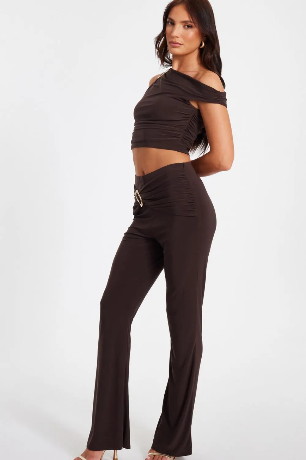 Quiz Going Out Tops|Crop Tops>Buckle One Shoulder Top