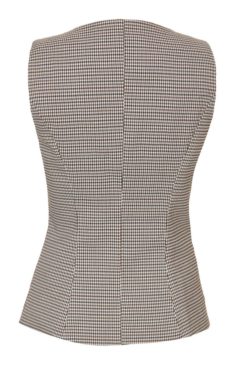 Quiz Waistcoat|Day Tops>Brown Checked Waistcoat