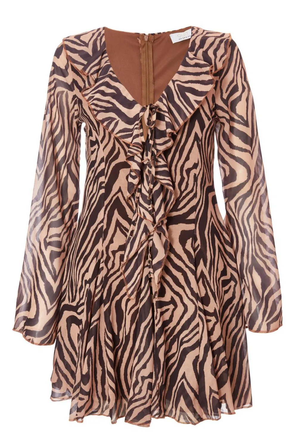 Quiz Summer Clothes|Going Out>Brown Chiffon Tiger Print Dress