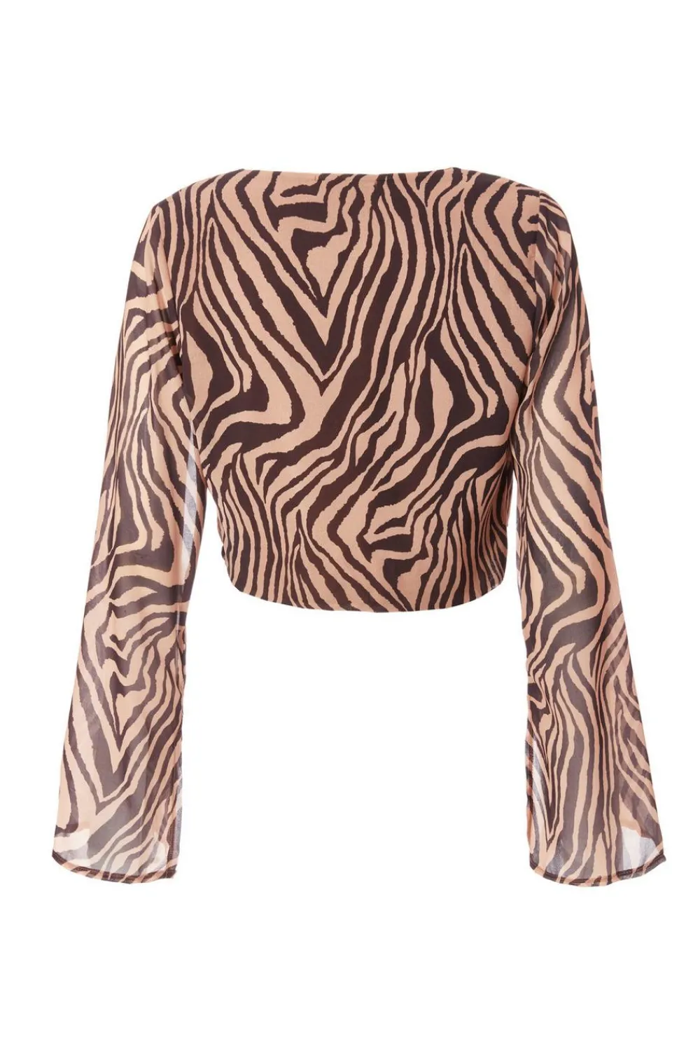 Quiz Going Out Tops|Day Tops>Brown Chiffon Tiger Print Top