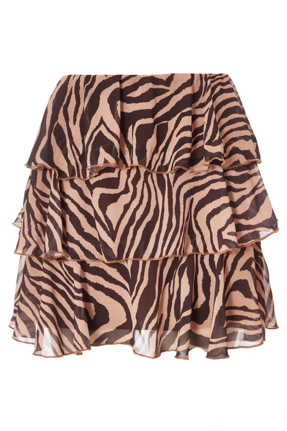 Quiz Skirts|Going Out>Brown Chiffon Tiger Print Skirt