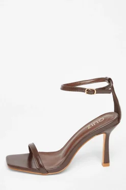 Quiz Heels>Faux Leather Barely There Heels
