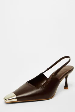 Quiz Heels>Faux Leather Court Heel