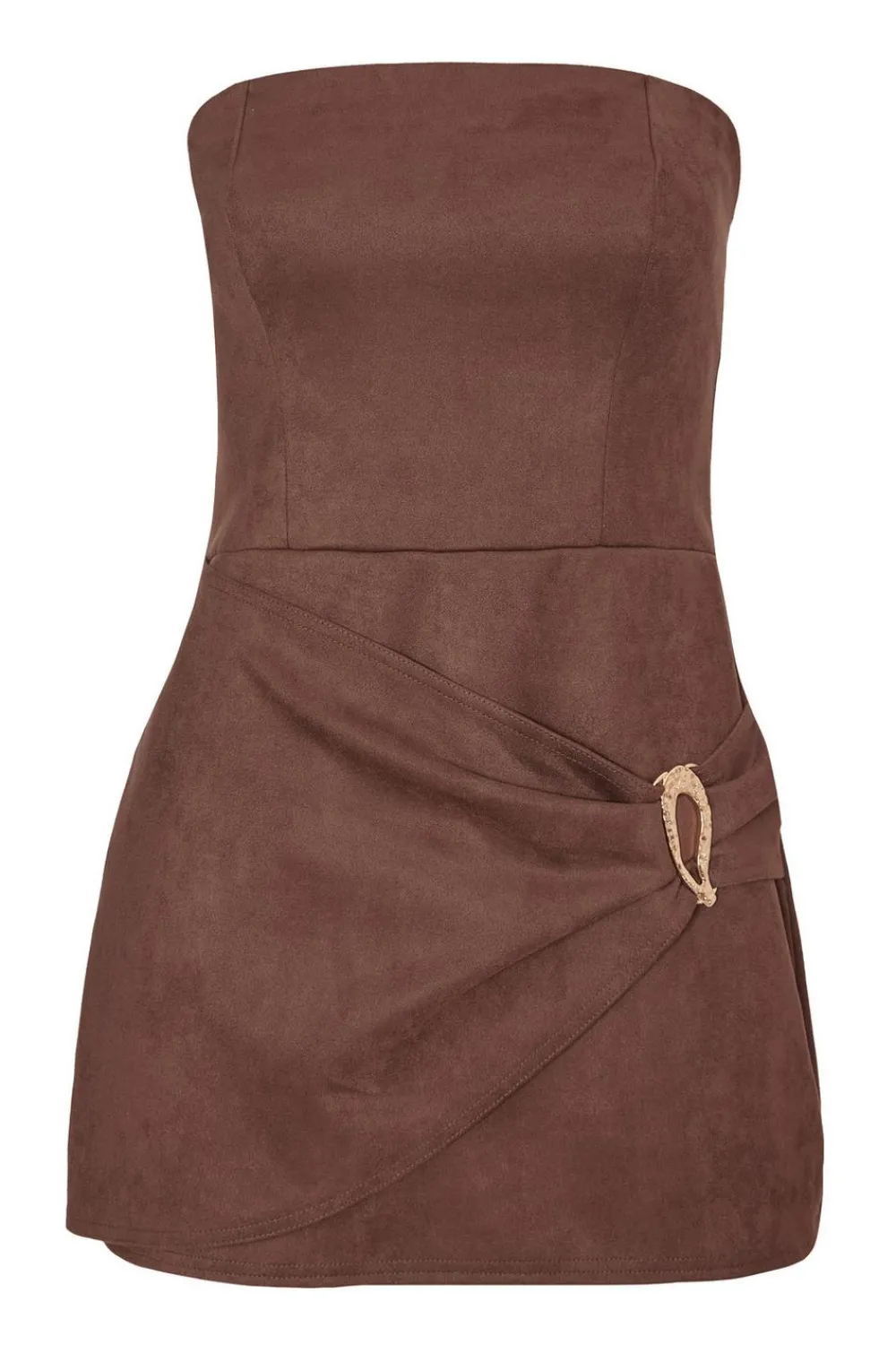 Quiz Playsuits|Summer Clothes>Brown Faux Suede Bandeau Playsuit