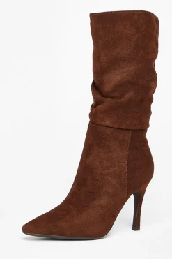 Quiz Heels|Boots>Brown Faux Suede Heeled Boots
