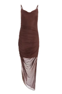 Quiz Midi Dresses|Going Out Dresses>Brown Glitter Mesh Midaxi Dress