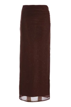 Quiz Skirts|Co-Ords>Brown Glitter Mesh Midaxi Skirt