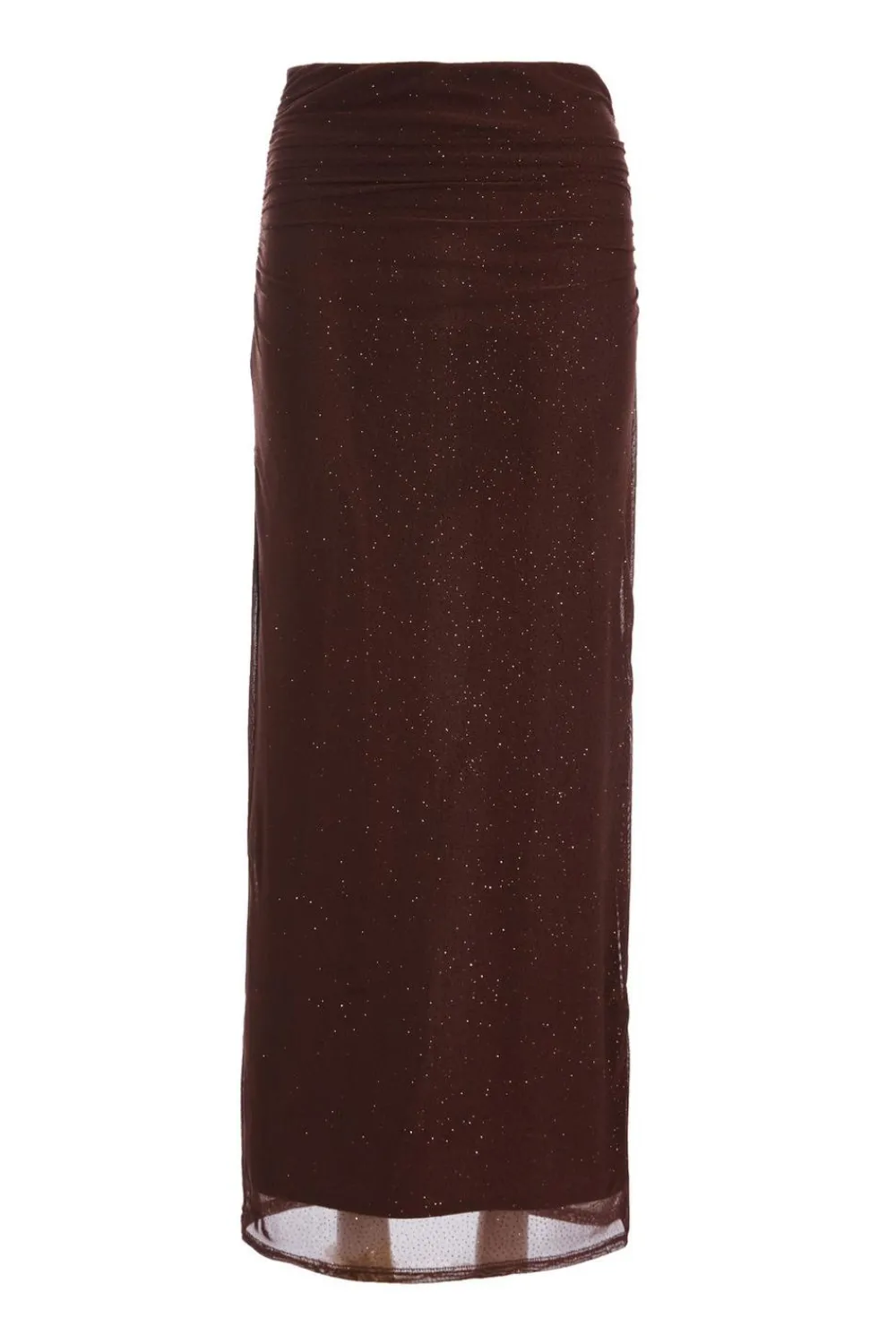 Quiz Skirts|Co-Ords>Brown Glitter Mesh Midaxi Skirt