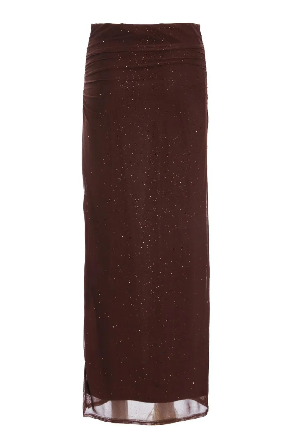 Quiz Skirts|Co-Ords>Brown Glitter Mesh Midaxi Skirt