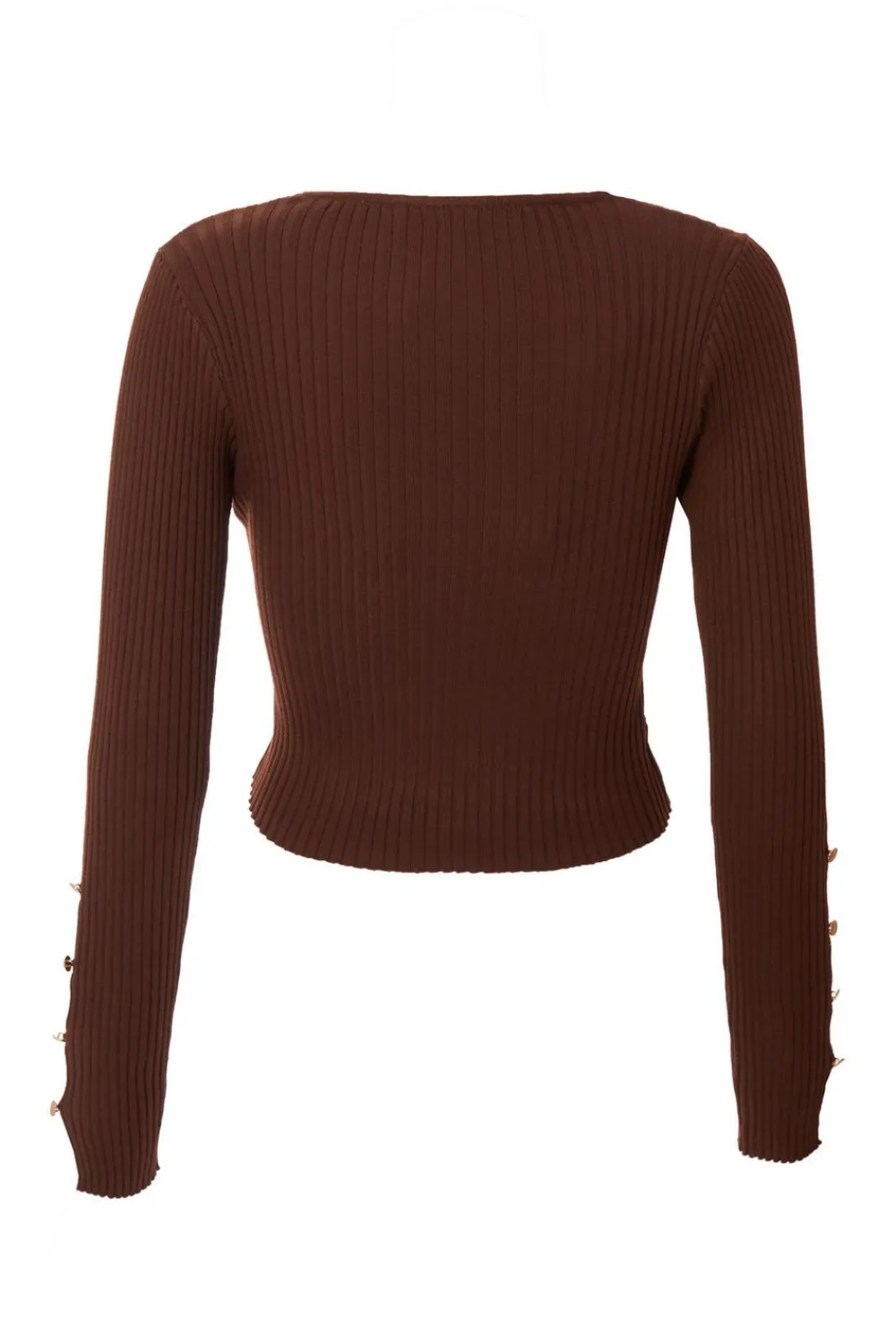 Quiz Knitwear|Jumpers>Brown Knit Crossover Cropped Jumper