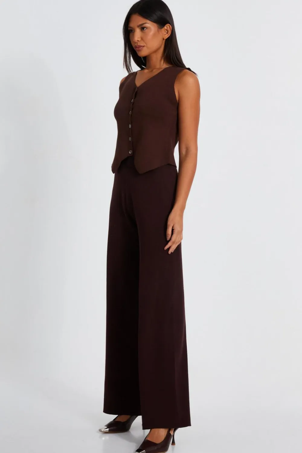Quiz Workwear|Trousers>Knit Wide Leg Trousers