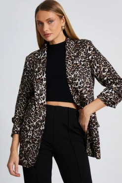 Quiz Workwear|Jackets & Coats>Brown Leopard Print Blazer