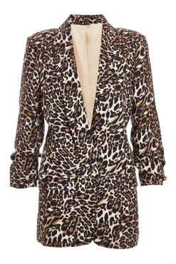 Quiz Workwear|Jackets & Coats>Brown Leopard Print Blazer