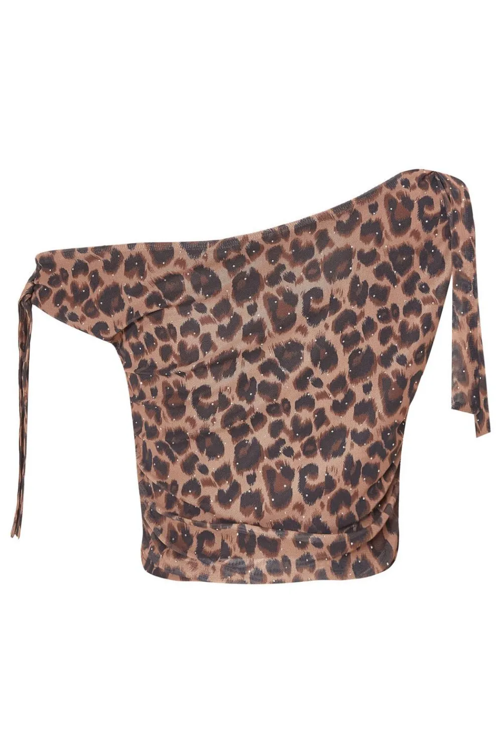Quiz Going Out Tops|Crop Tops>Brown Leopard Print Crop Top