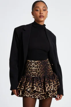 Quiz Skirts|Casual Clothing>Brown Leopard Print Frill Mini Skirt