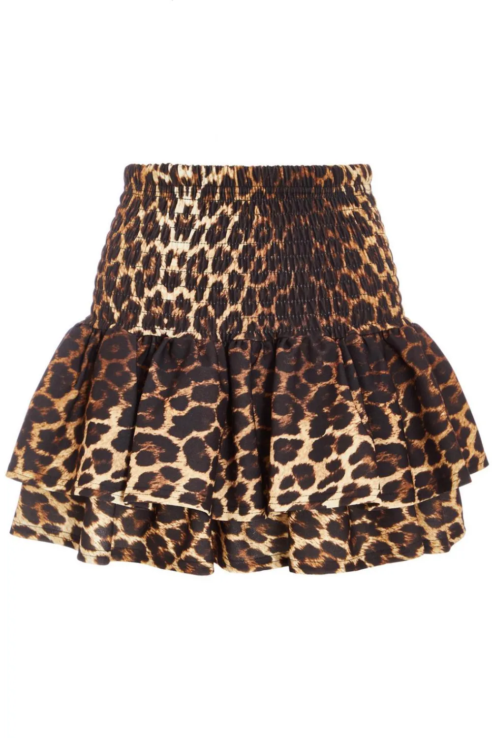 Quiz Skirts|Casual Clothing>Brown Leopard Print Frill Mini Skirt