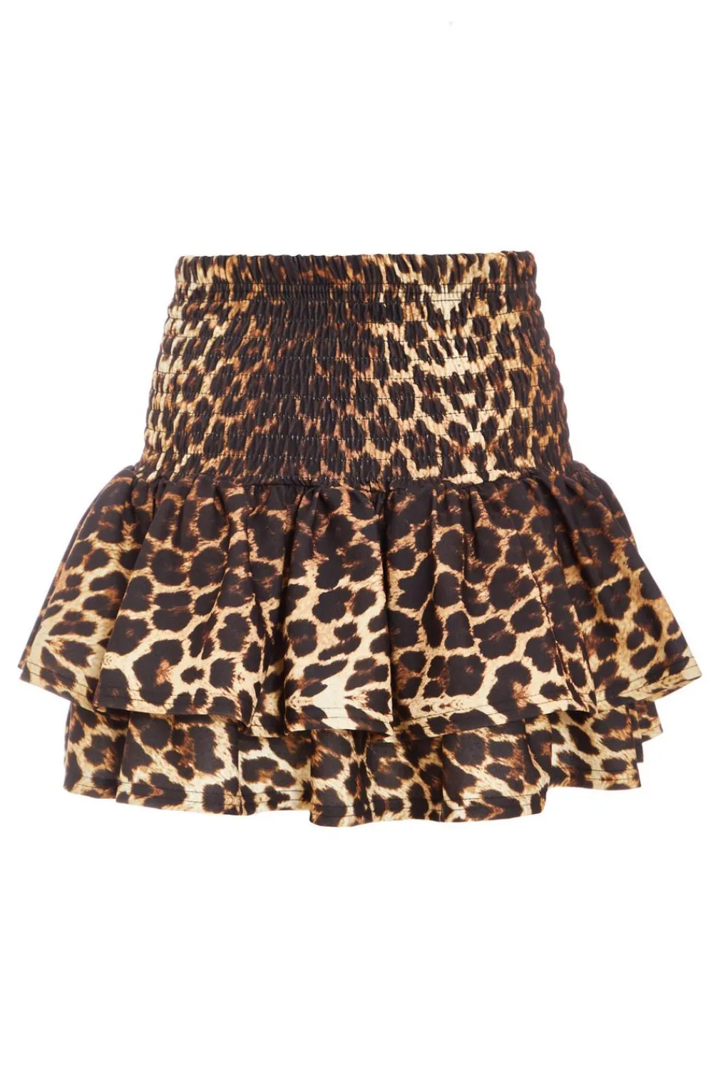 Quiz Skirts|Casual Clothing>Brown Leopard Print Frill Mini Skirt