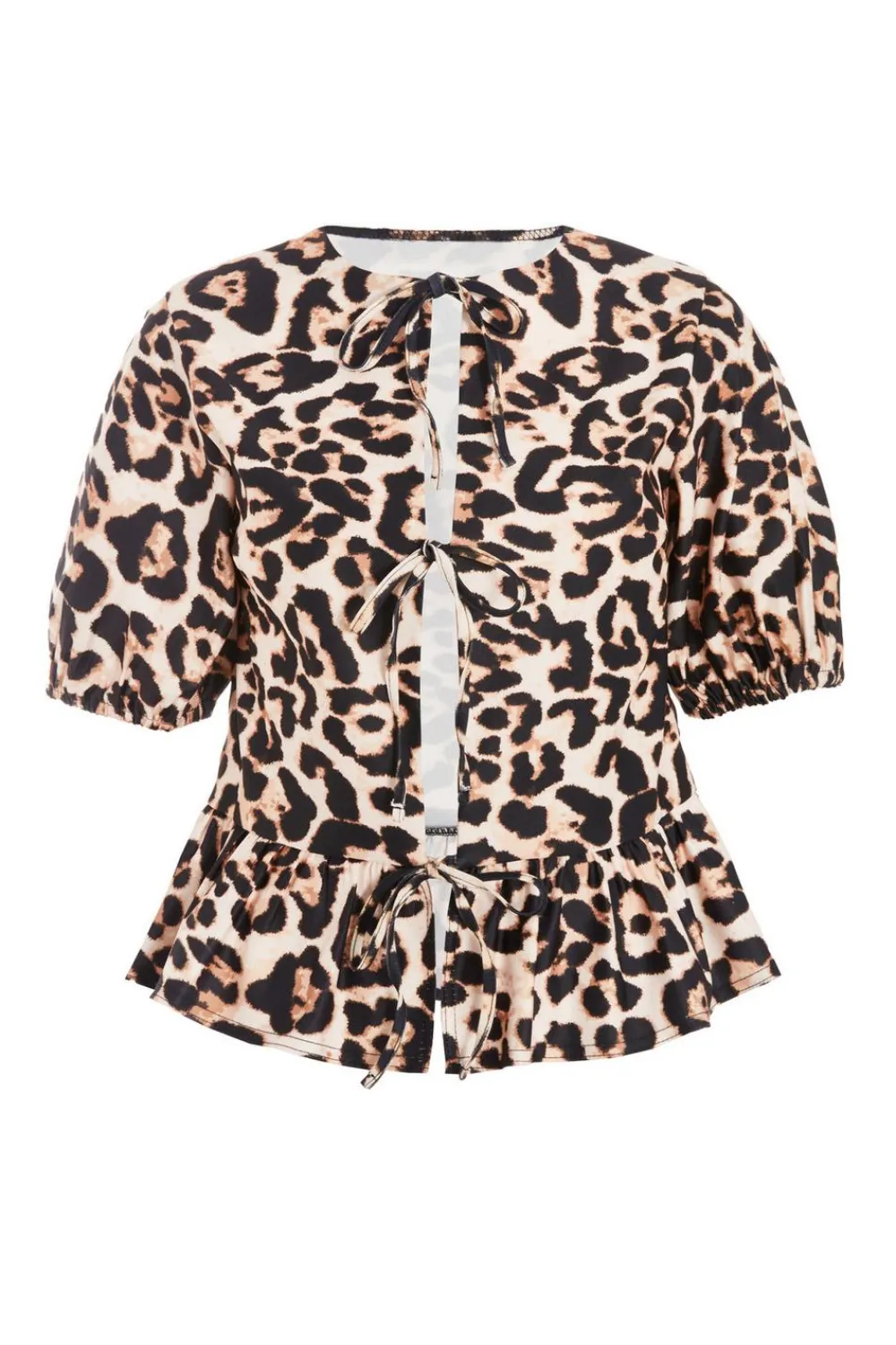 Quiz Summer Tops|Going Out Tops>Brown Leopard Print Tie Top