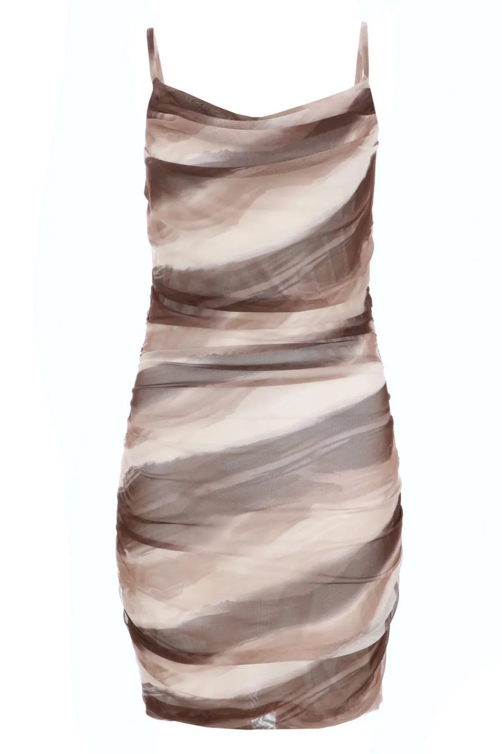 Quiz Holiday|Mini Dresses>Brown Marble Print Mesh Mini Dress
