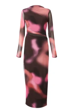 Quiz Going Out|Modest>Brown Marble Print Midaxi Dress