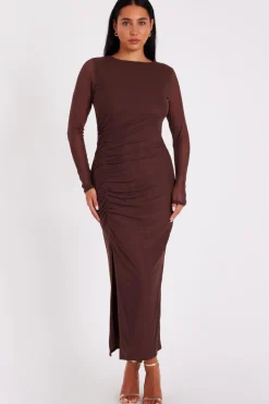 Quiz Workwear|Modest>Mesh Long Sleeve Midaxi Dress