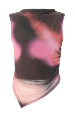 Quiz Going Out Tops|Crop Tops>Mesh Marble Print Crop Top