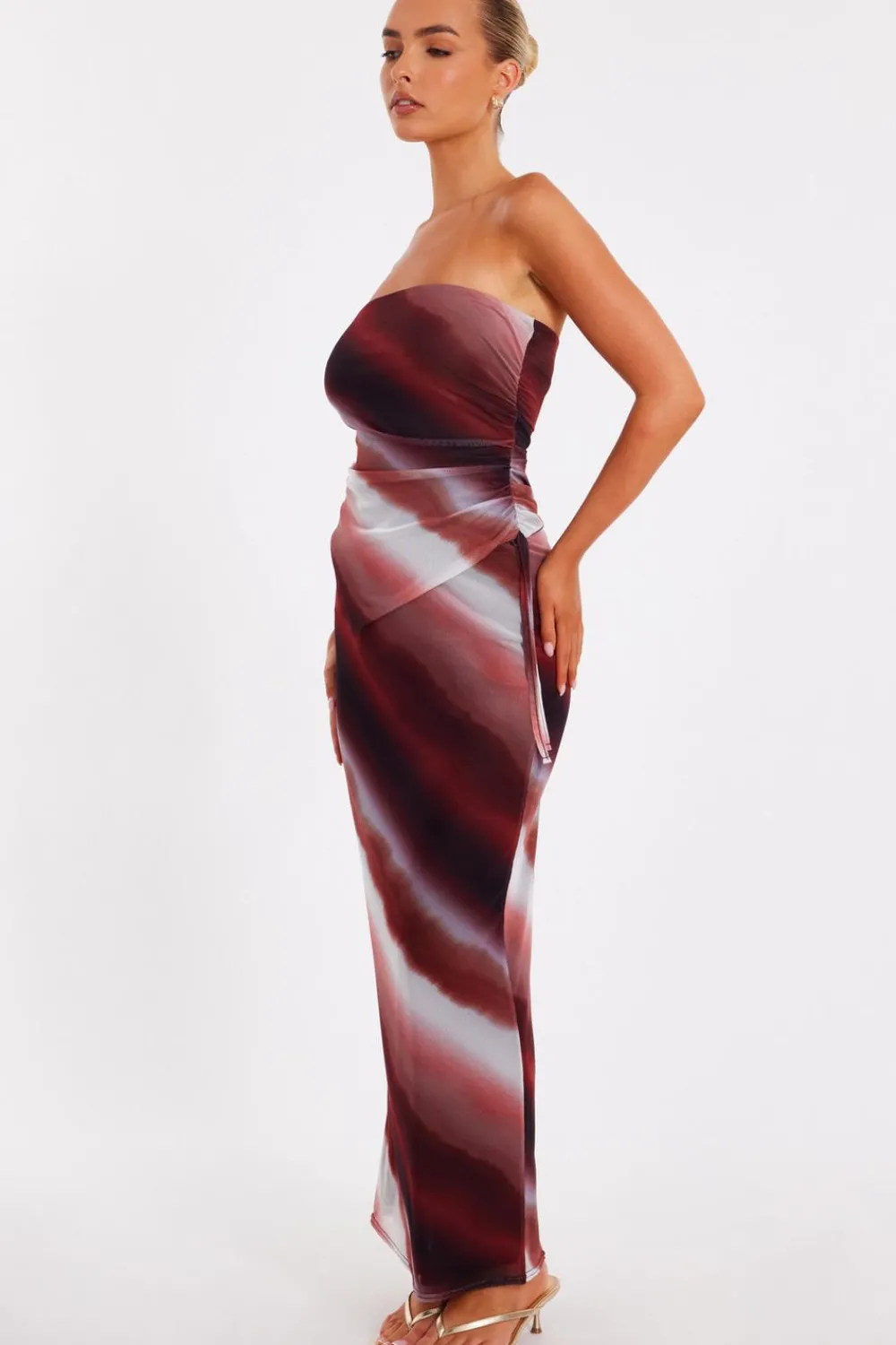 Quiz Summer Clothes|Skirts>Brown Mesh Ombre Maxi Skirt