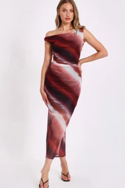 Quiz Holiday|Going Out>Brown Mesh Ombre Midaxi Dress