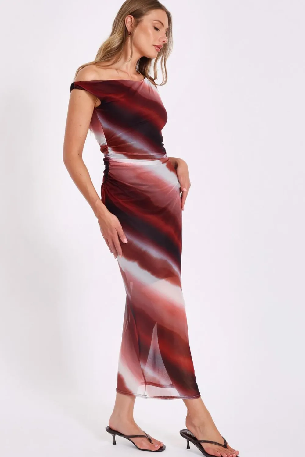 Quiz Holiday|Going Out>Brown Mesh Ombre Midaxi Dress