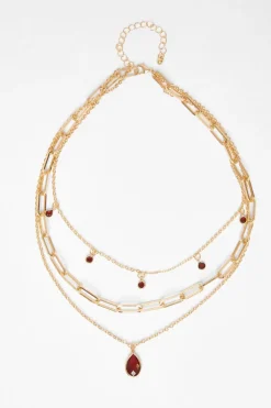 Quiz Jewellery>Brown Multi Stone Layered Necklace