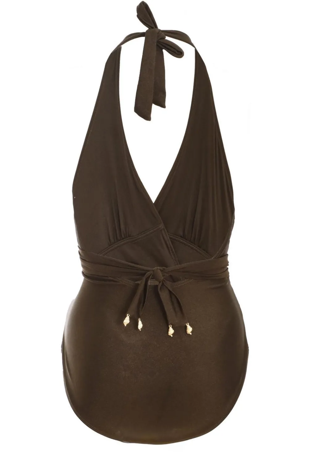 Quiz Holiday Accessories|Holiday>Brown Plunge Wrap Swimsuit