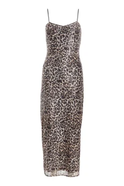 Quiz Midi Dresses|Maxi Dresses>Brown Sequin Leopard Print Midaxi Dress