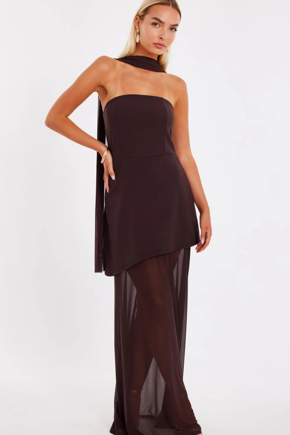 Quiz Prom Dresses|Prom & Ball>Strapless Mesh Hem Maxi Dress